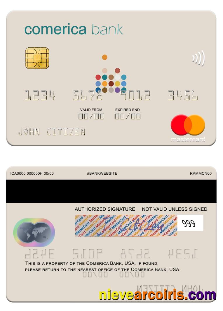 USA Comerica Bank Mastercard Template