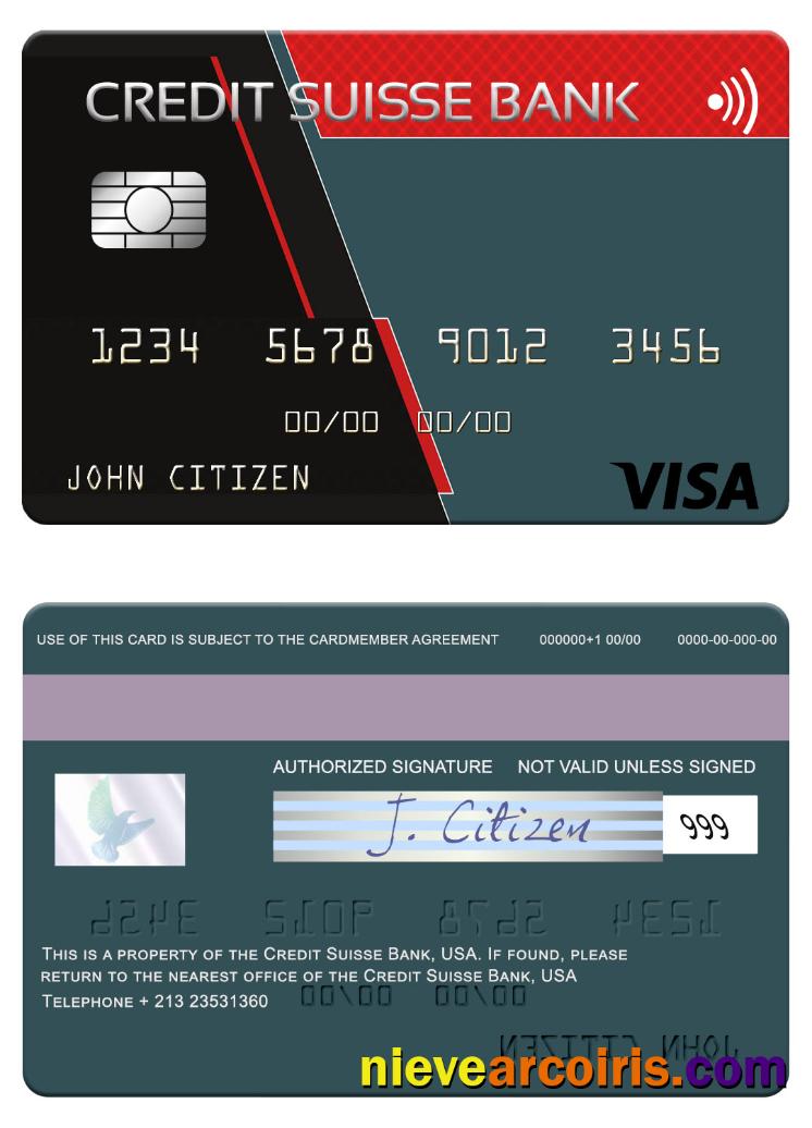 USA Credit Suisse Bank Visa Card Preview