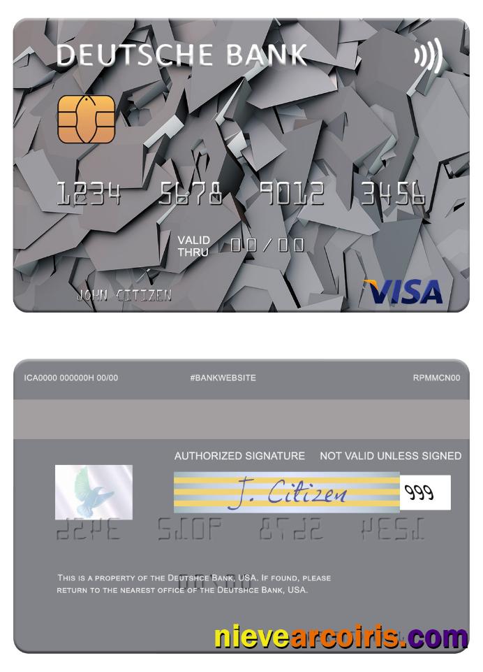 USA Deutsche Bank Visa Card Sample