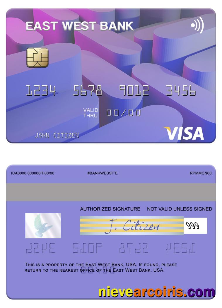USA East West Bank Visa Card Sample