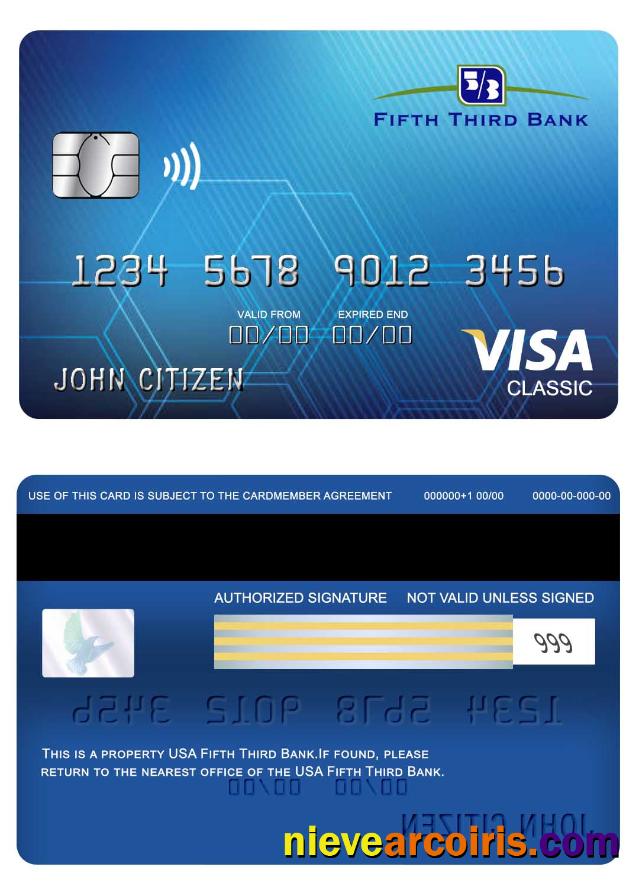 USA Fifth Third Bank Visa Classic Card Template
