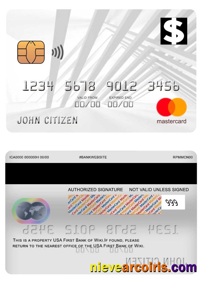 USA First Bank Of Wiki Mastercard Sample