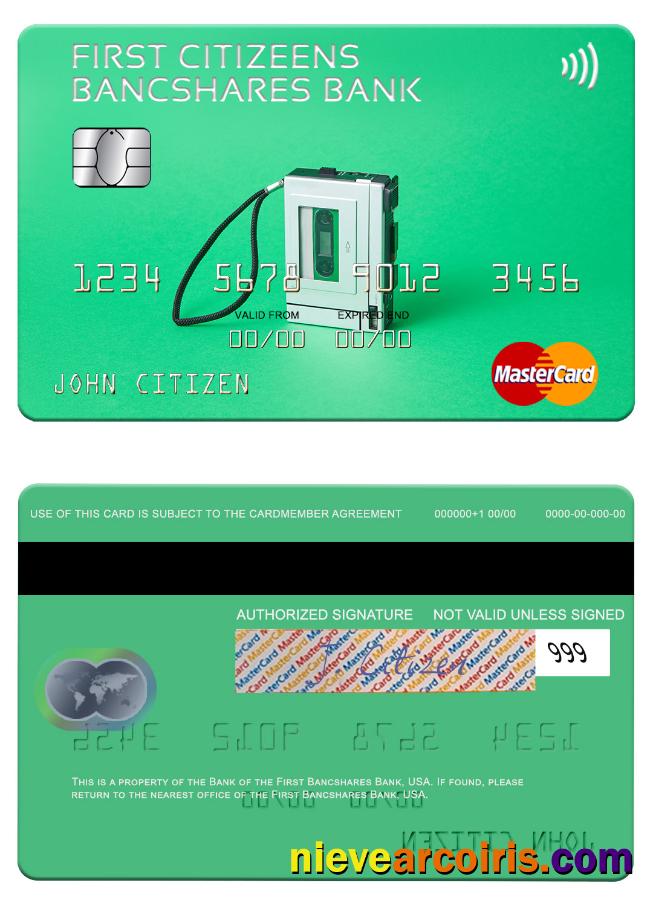 USA First Citizens BancShares Bank Mastercard Sample