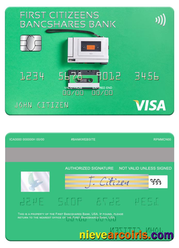 USA First Citizens BancShares Bank Visa Card Template