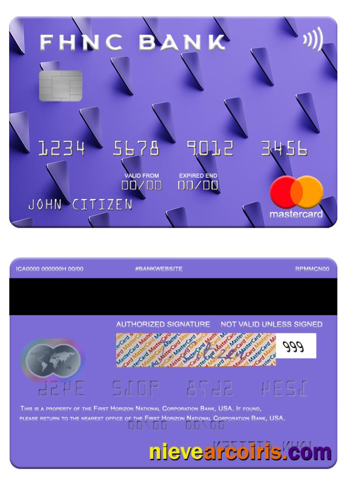 USA First Horizon National Corporation Bank Mastercard Sample