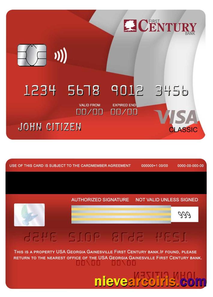 USA Georgia Gainesville First Century Bank Visa Classic Card Preview