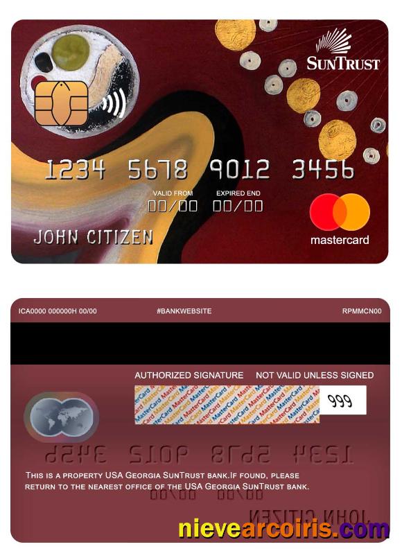 USA Georgia SunTrust Bank Mastercard Template