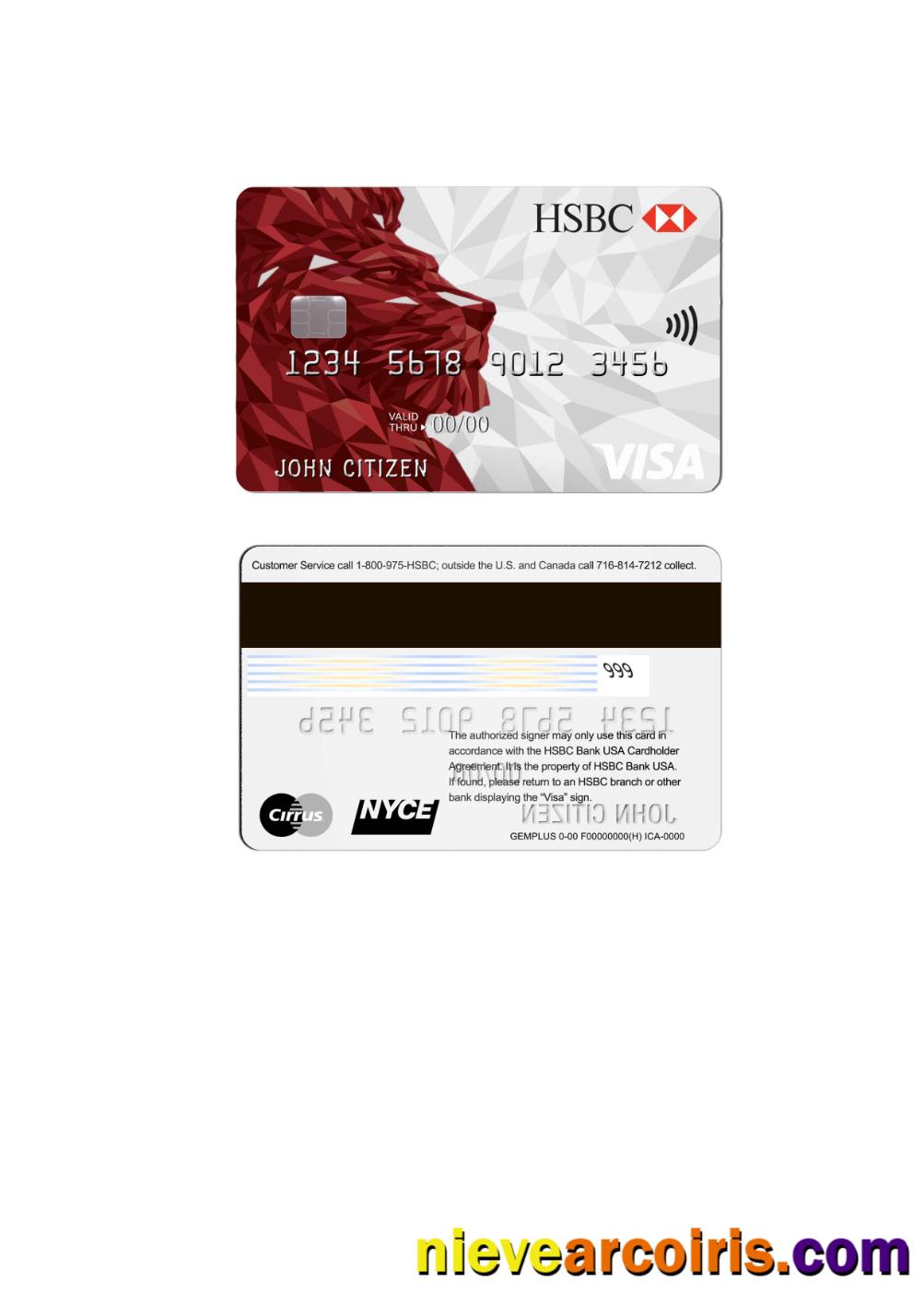 USA HSBC Visa Credit Card Photolook
