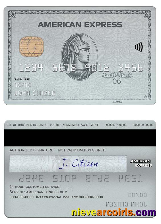 USA HSBC Bank American Express Platinum Card Sample