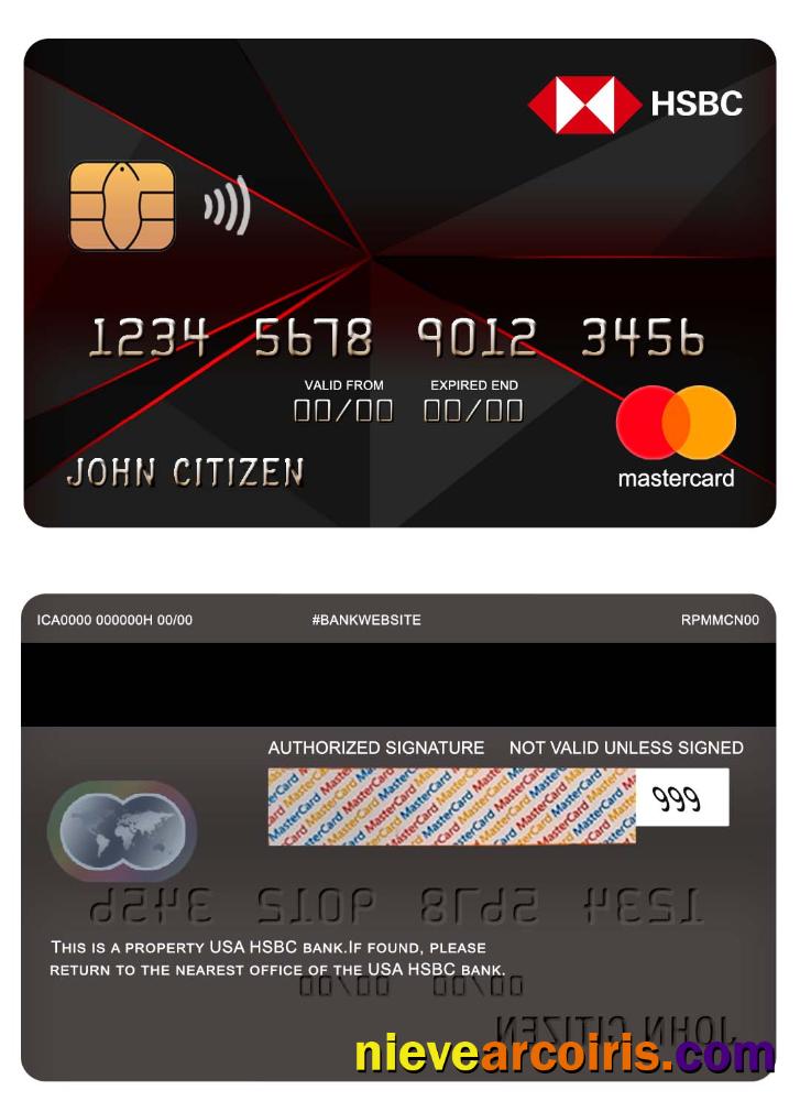 USA HSBC Bank Mastercard Sample