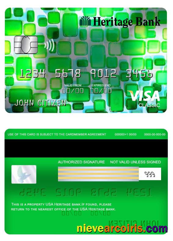 USA Heritage Bank Visa Classic Card Sample