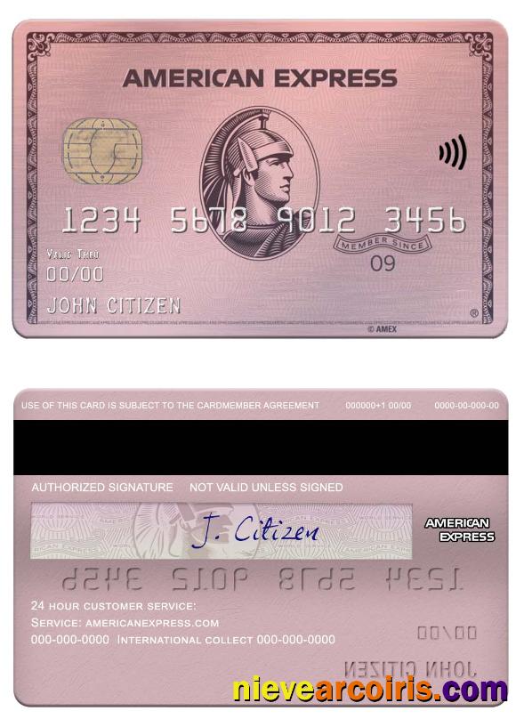 USA Indiana Centier Bank American Express Rose Gold Card Template