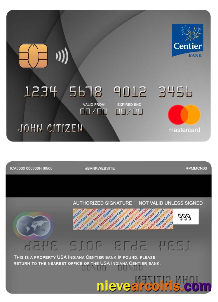 USA Indiana Centier Bank Mastercard Sample