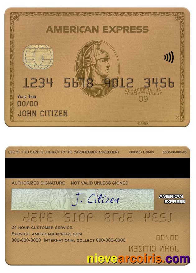 USA Maryland Howard Personal Bank American Express Gold Card Sample