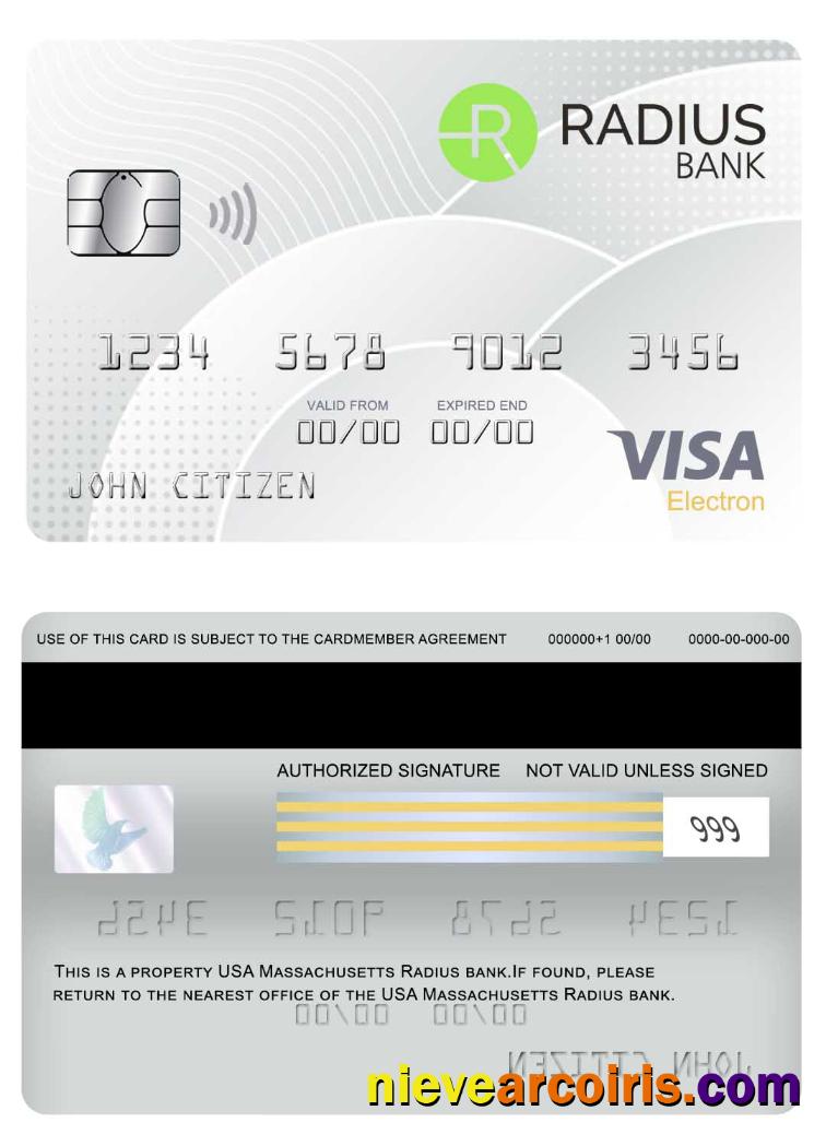 USA Massachusetts Radius Visa Electron Card Template