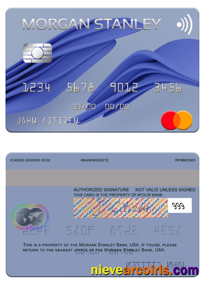 USA Morgan Stanley Bank Mastercard Template