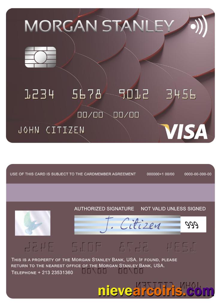USA Morgan Stanley Bank Visa Card Photolook