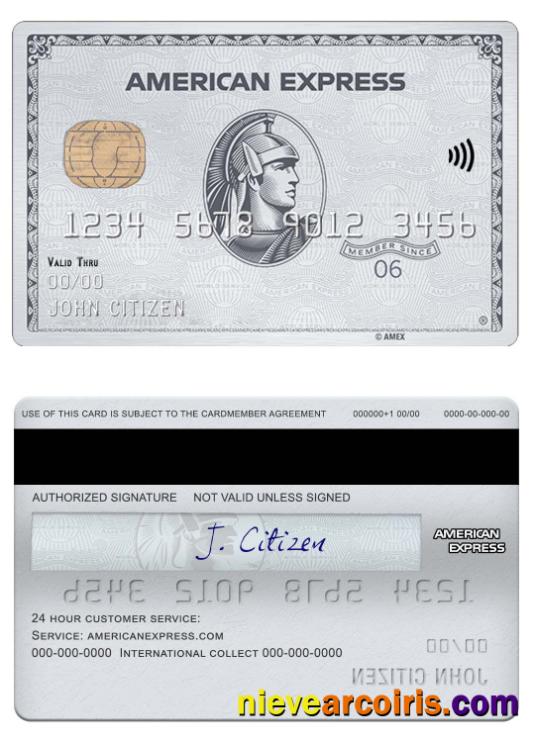 USA NAB Bank Amex Platinum Card Sample