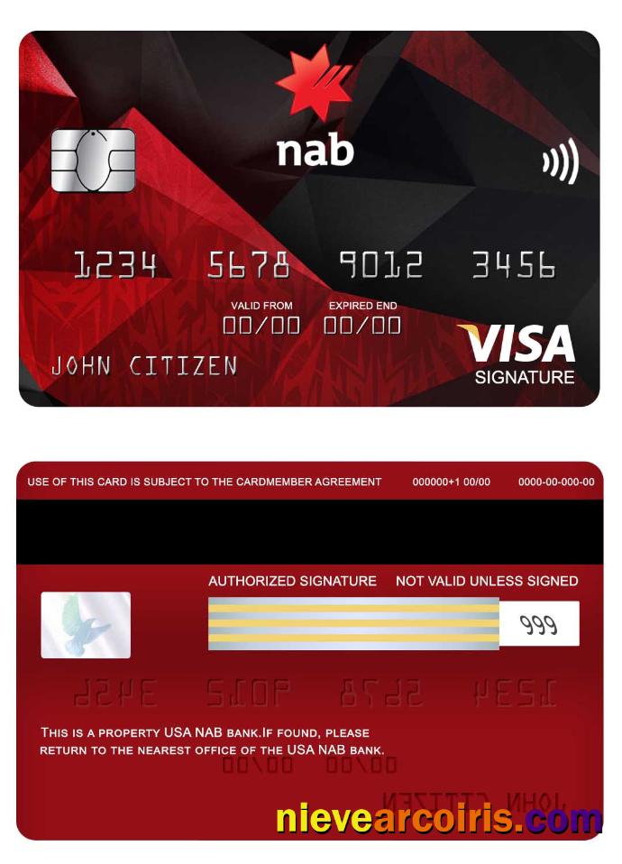 USA NAB Bank Visa Signature Card Photolook