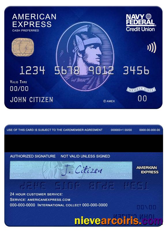 USA Navy Federal Union Bank Amex Blue Cash Preferred Template