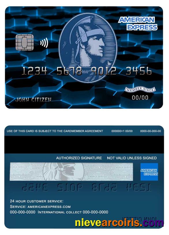 USA New York American Express Blue Bank Credit Card Photolook