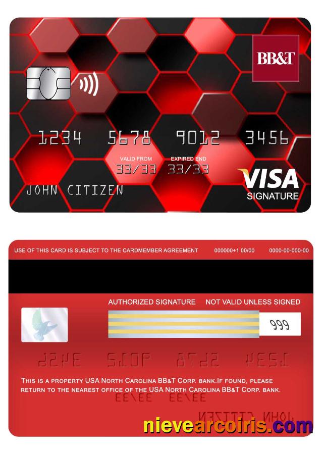 USA North Carolina BB&T Corp. Bank Visa Signature Card Preview