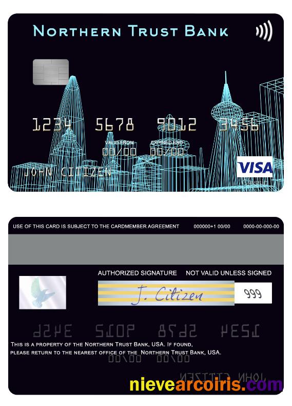 USA Northern Trust Bank Visa Card Sample