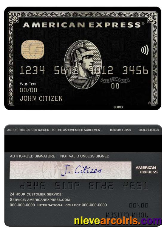 USA PNC Bank Amex Black Card Template