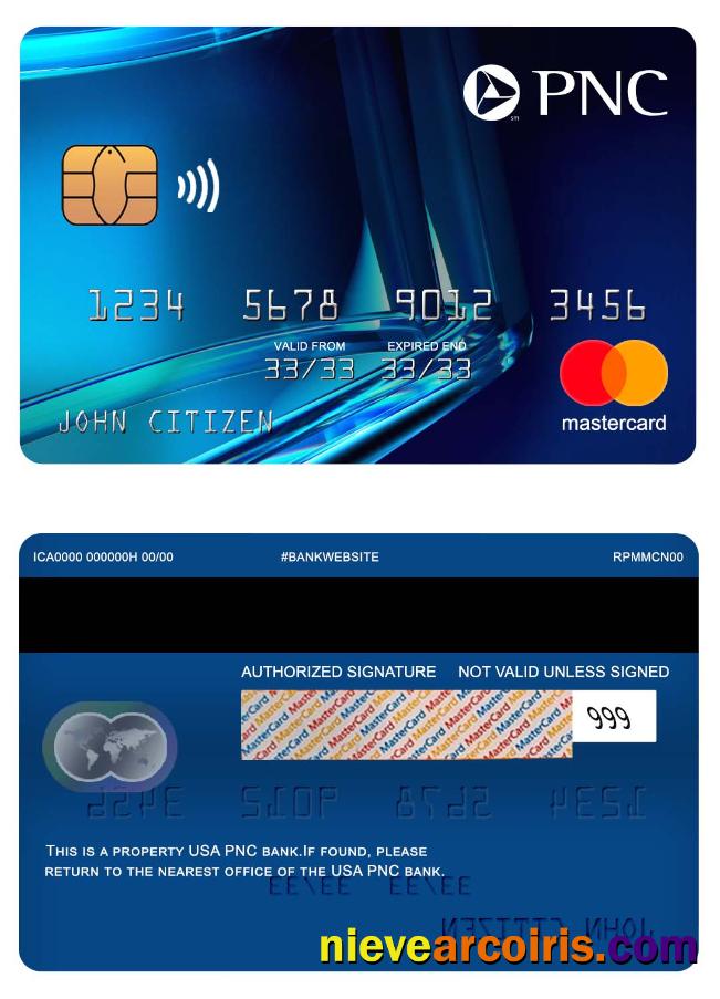 USA PNC Bank Mastercard Sample