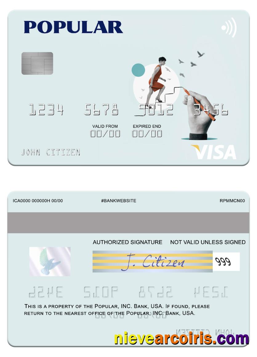 USA Popular, Inc. Bank Visa Card Template