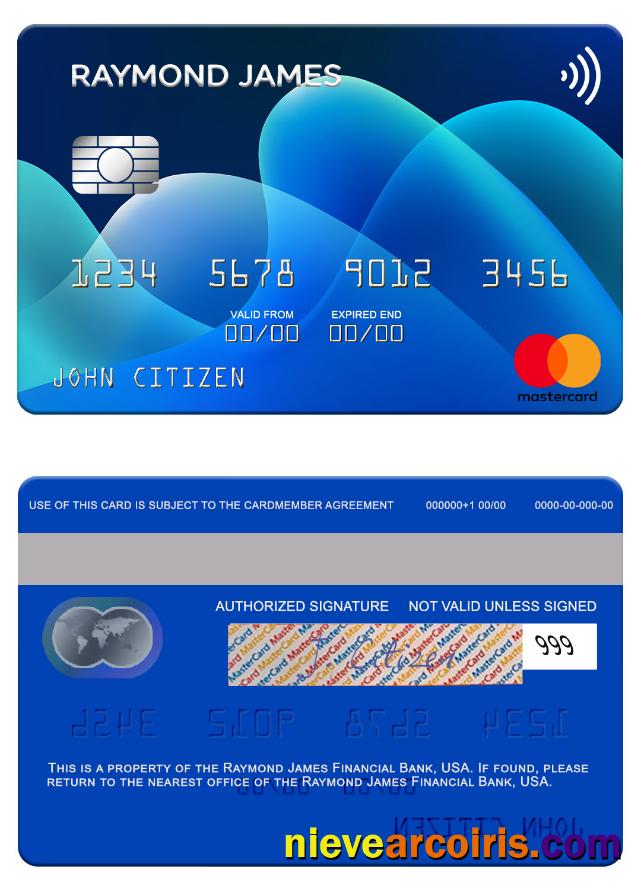 USA Raymond James Financial Bank Mastercard Template