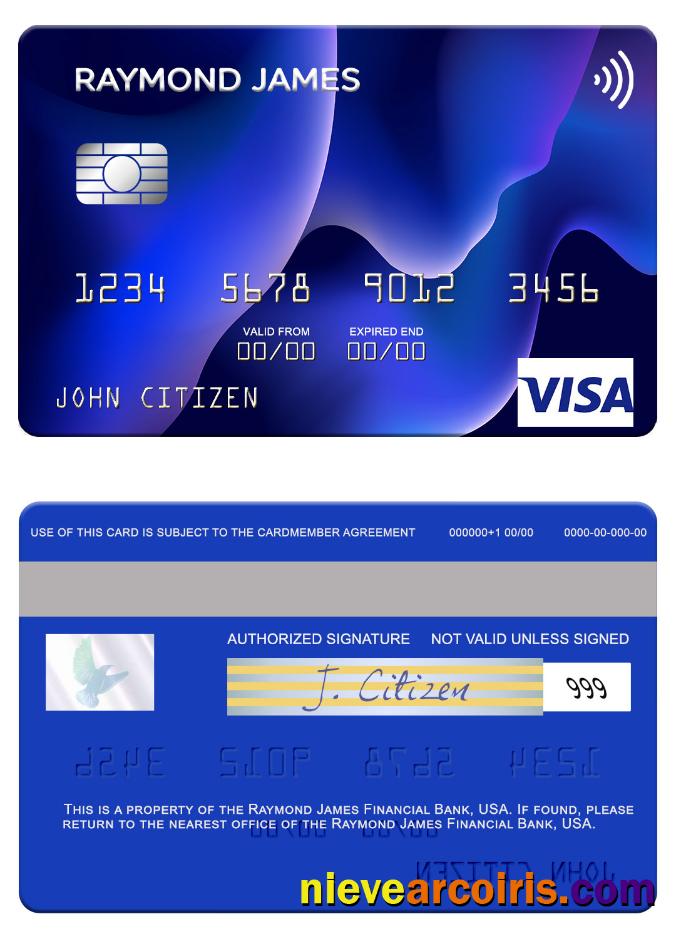 USA Raymond James Financial Bank Visa Card Sample