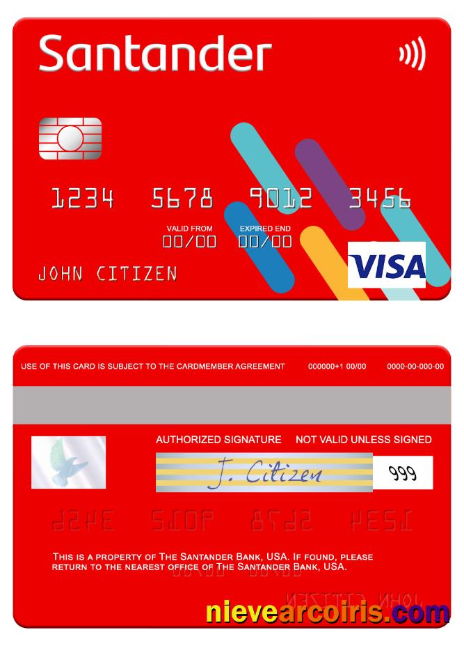 USA Santander Bank Visa Card Photolook