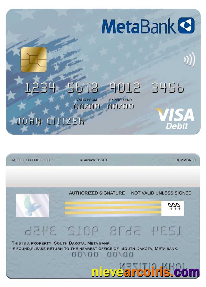 USA South Dakota, Metabank, Visa Card Preview
