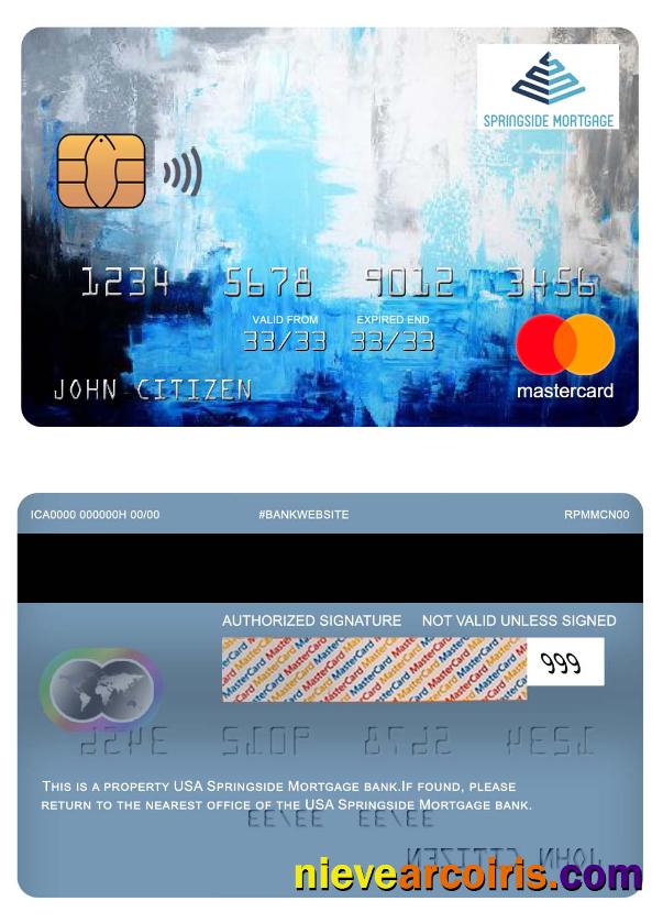 USA Springside Mortgage Bank Mastercard Sample