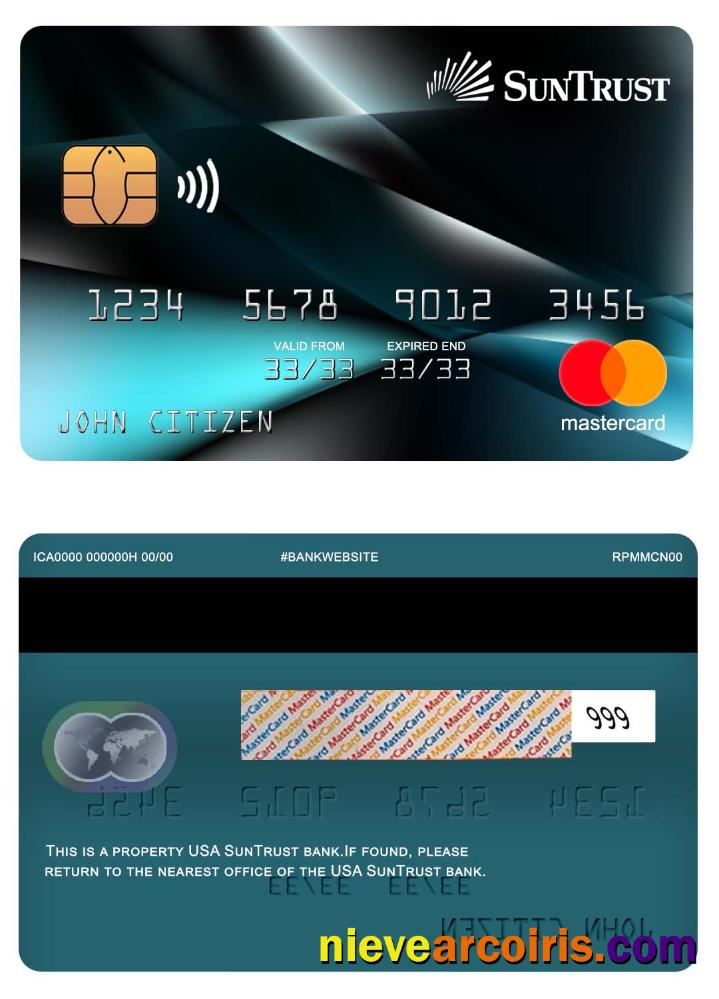 USA SunTrust Bank Mastercard Template