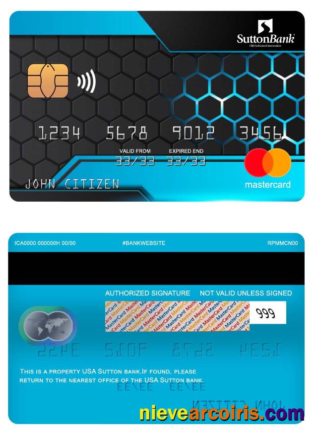 USA Sutton Bank Mastercard Template