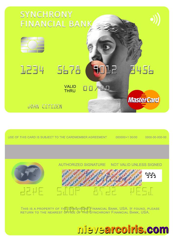 USA Synchrony Financial Bank Mastercard Sample