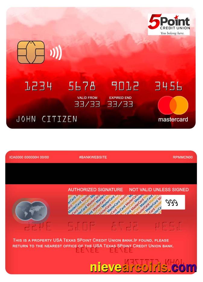 USA Texas 5Point Credit Union Bank Mastercard Photolook