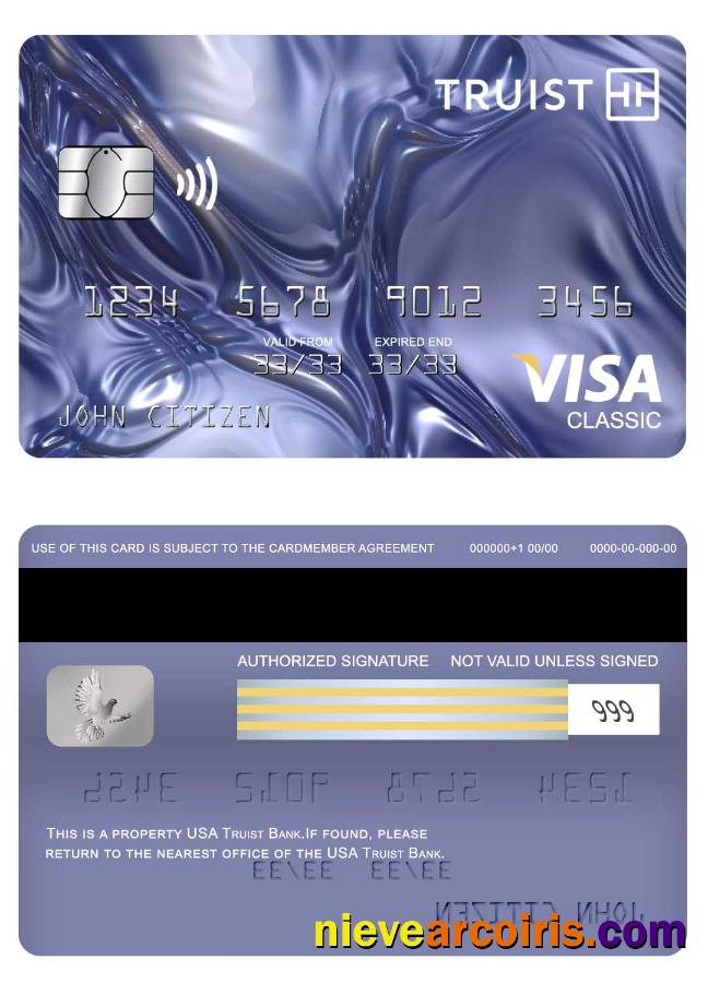 USA Truist Bank Visa Classic Card Sample