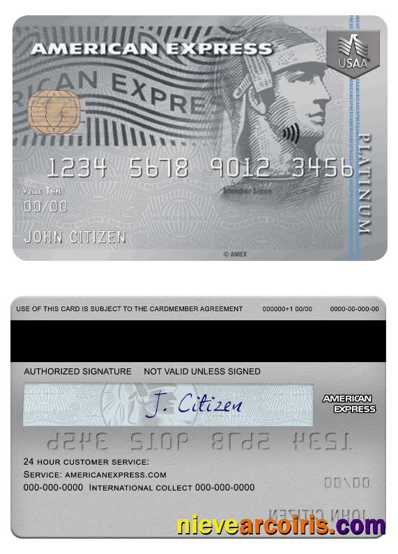 USA USAA Bank Amex Card Template