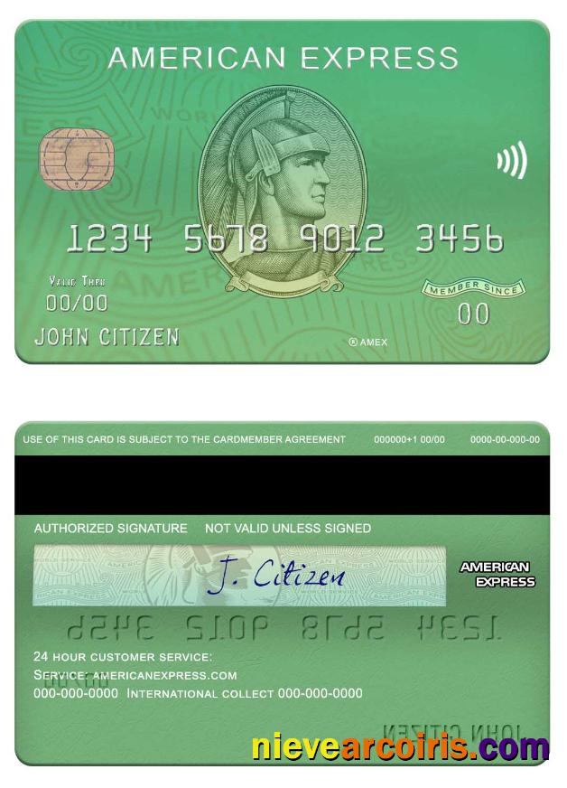 USA Waste Management Bank Amex Green Card Sample