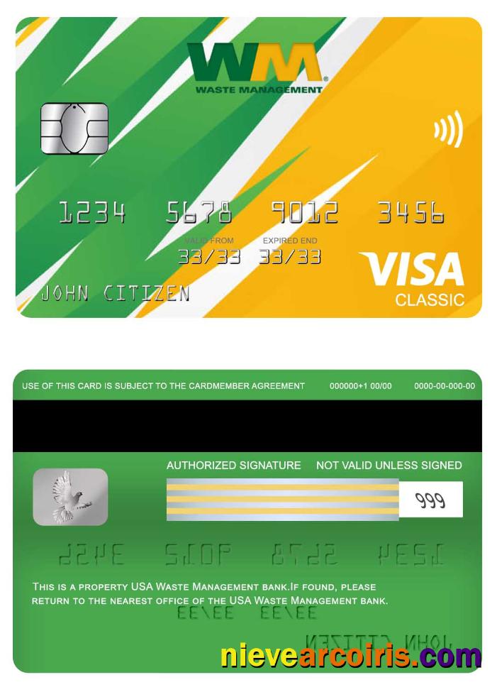 USA Waste Management Bank Visa Classic Card Preview
