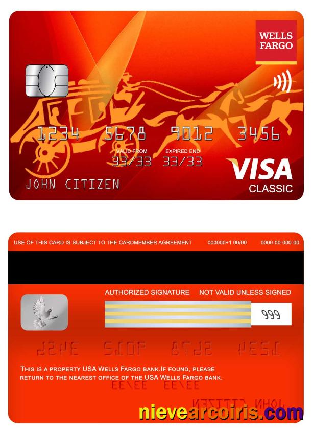 USA Wells Fargo Bank Visa Classic Card Photolook