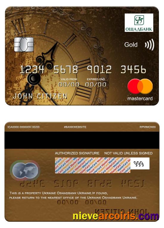 Ukraine Oshadbank Ukraine Mastercard Gold Template