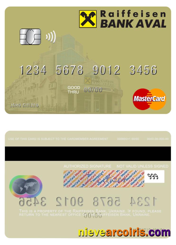 Ukraine Raiffeisen Bank Mastercard Sample