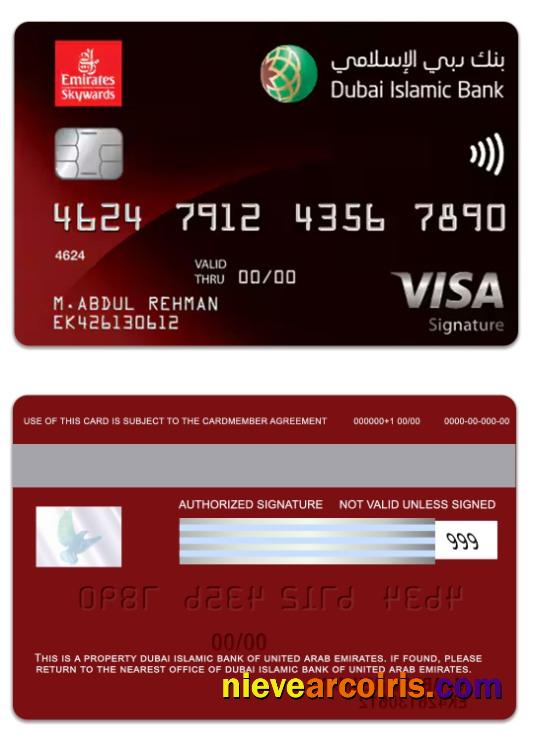 United Arab Emirates Dubai Islamic Bank Emirates Skywards DIB Signature Template