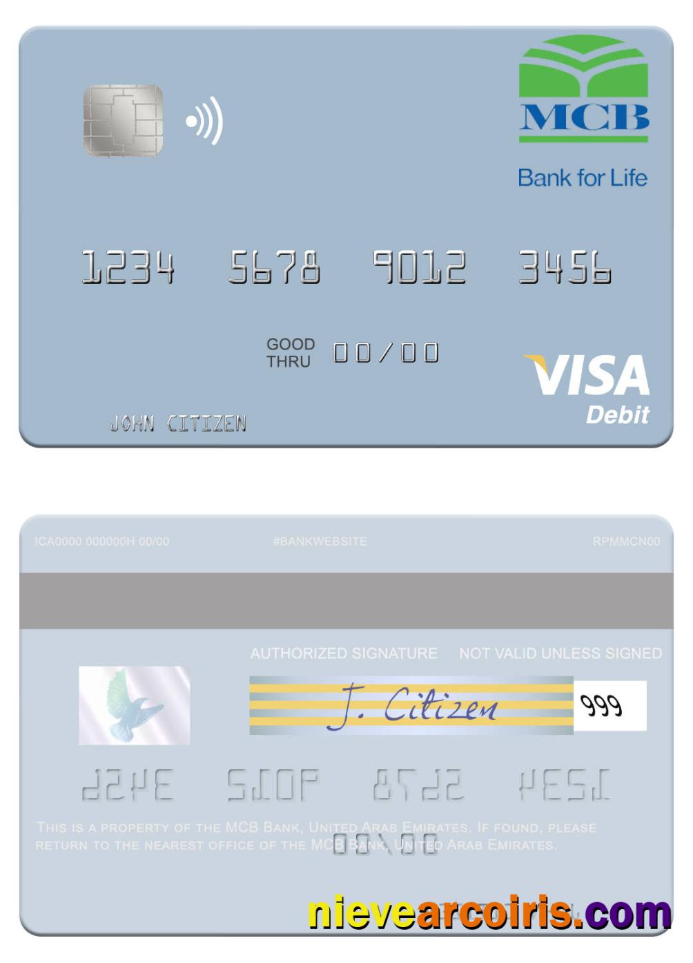 United Arab Emirates MCB Bank Visa Debit Card Preview