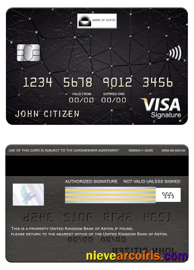 United Kingdom Bank Of Aston Visa Signature Card Photolook