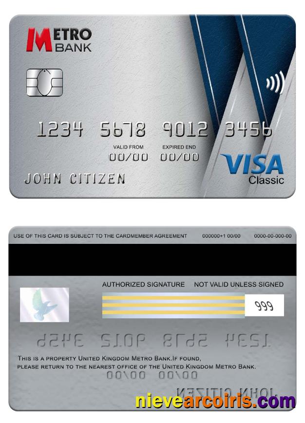 United Kingdom Metro Bank Visa Classic Card Preview